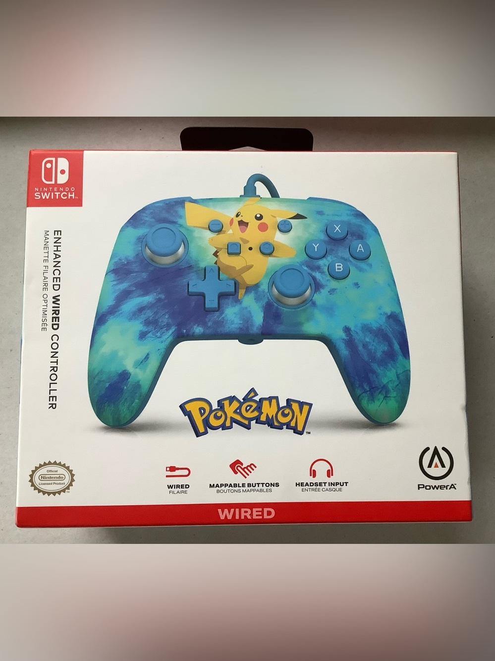 Pokémon Pikachu Wired Controller for Nintendo Switch - Blue Tie-Dye